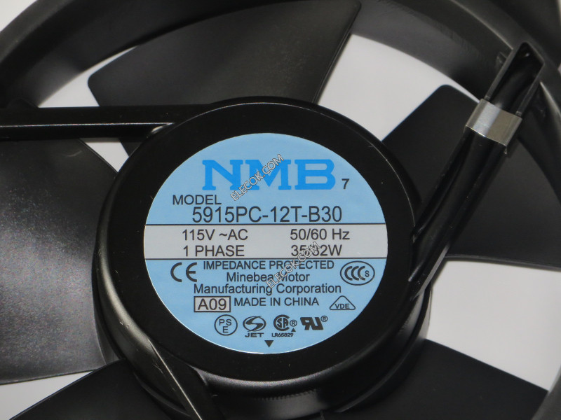 NMB 5915PC-12T-B30-A09 115V 50/60HZ 35/22W Ventoinha com soquete connection 