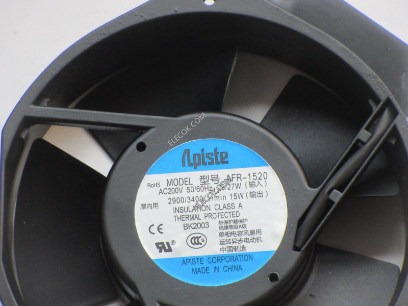 APISTE AFR-1520 200V 29/27W 50/60HZ Cooling Fan with plug connection, refurbished