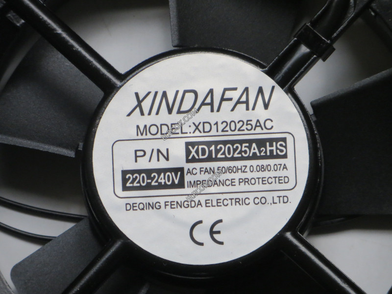 XINDAFAN XD12025A2HS 220/240V 0,08/0,07A 2 Kabel Kühlung Lüfter 