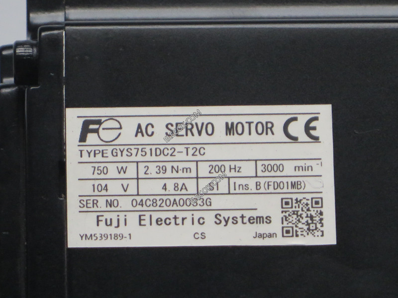 GYS751DC2-T2C Servo Motor 200V 750W 0.75KW 3000r/min, refurbished