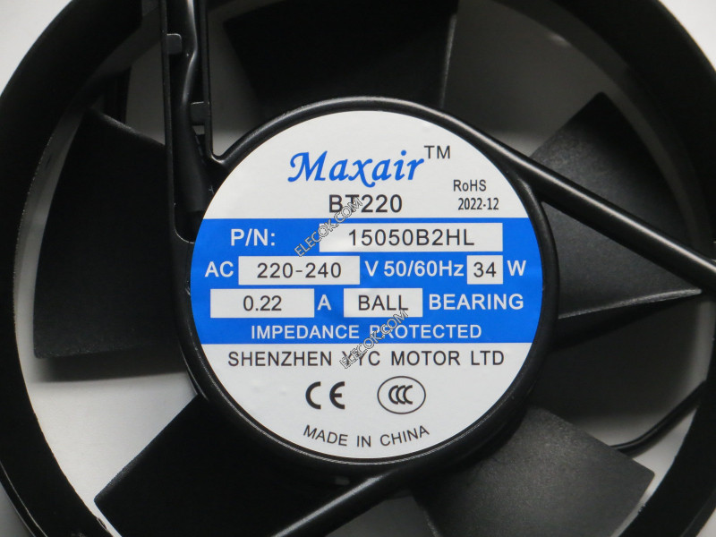 Maxair   15050B2HL 220/240V 0.22A 34W  2wires cooling fan （ The shape is oval）