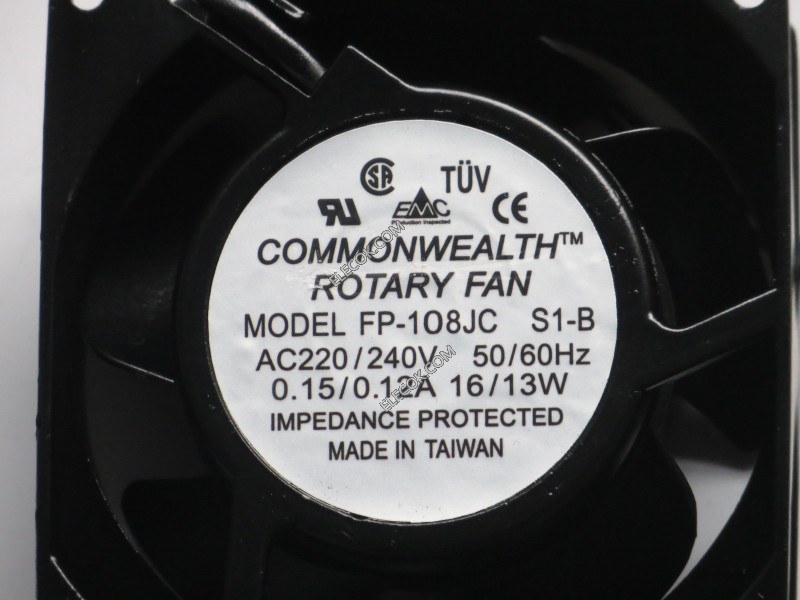COMMONWEALTH FP-108JC S1-B 220/240V 0,15/0,12A 16/13W 2 câbler ventilateur 