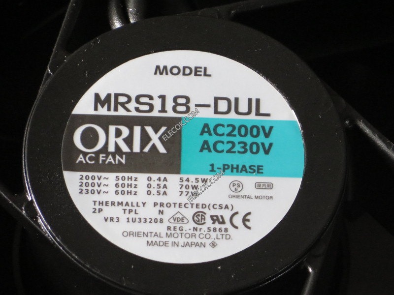 ORIX MRS18-DUL 200/230V Ventilateur Remis à Neuf 
