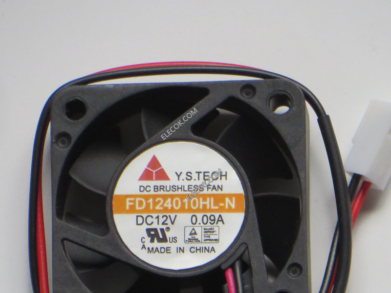 Y.S.TECH FD124010HL-N 12V 0.09A 2wires Cooling Fan