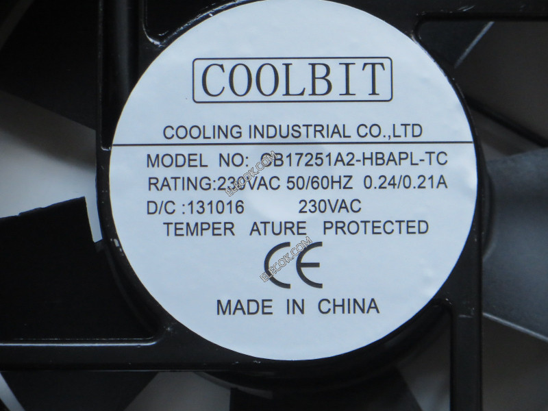 COOLBIT CB17251A2-HBAPL-TC 230V 0,24/0,21A 2 draden Koelventilator 