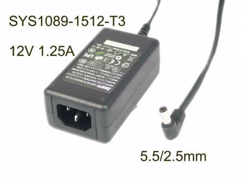 Sunny SYS1089-1512-T3 AC Adapter 5V-12V 12V 1.25A, 5.5/2.5mm, C14
