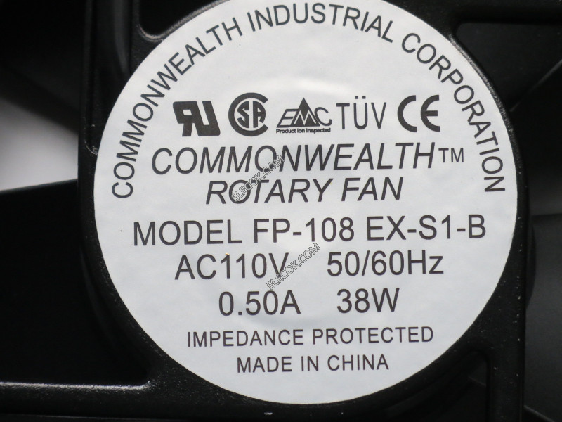 COMMONWEALTH FP-108EX-S1-B AC110V 50/60Hz 0.50A 38W 2 kablar Kylfläkt oval form 