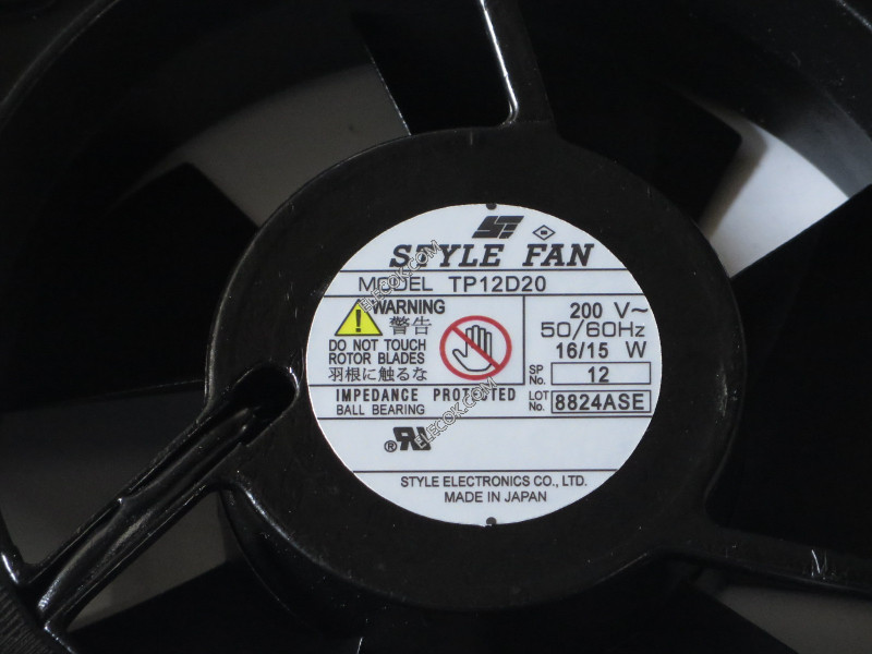 STYLE FAN TP12D20 200V 16/15W Cooling Fan with socket connection , Refurbished