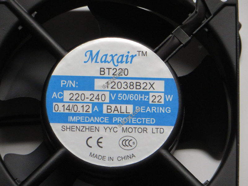 Maxair 12038B2X 220/240V 0.14/0.12A 22W 冷却ファン
