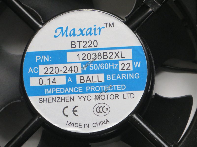 Maxair 12038B2XL 220/240V 0.14A 22W 2線冷却ファン