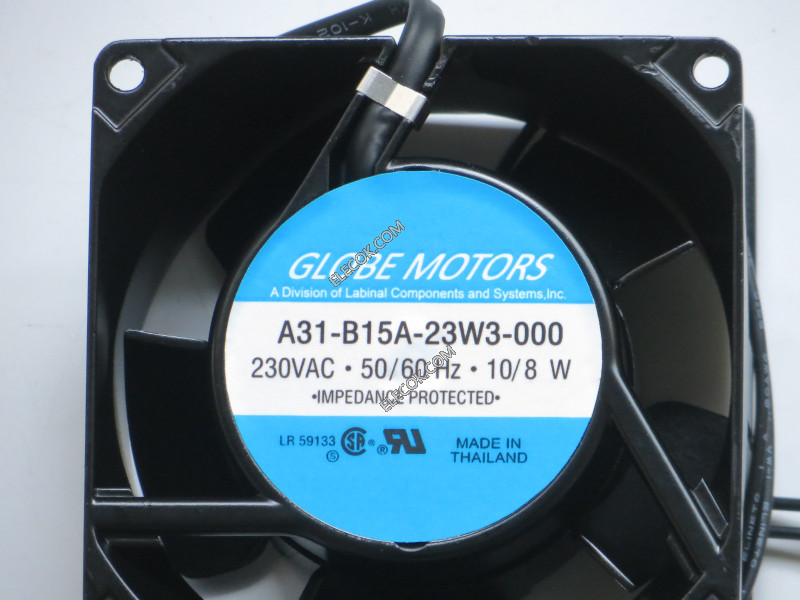 Globe motors A31-B15A-23W3-000 230V 10W 8W 2wires Cooling Fan