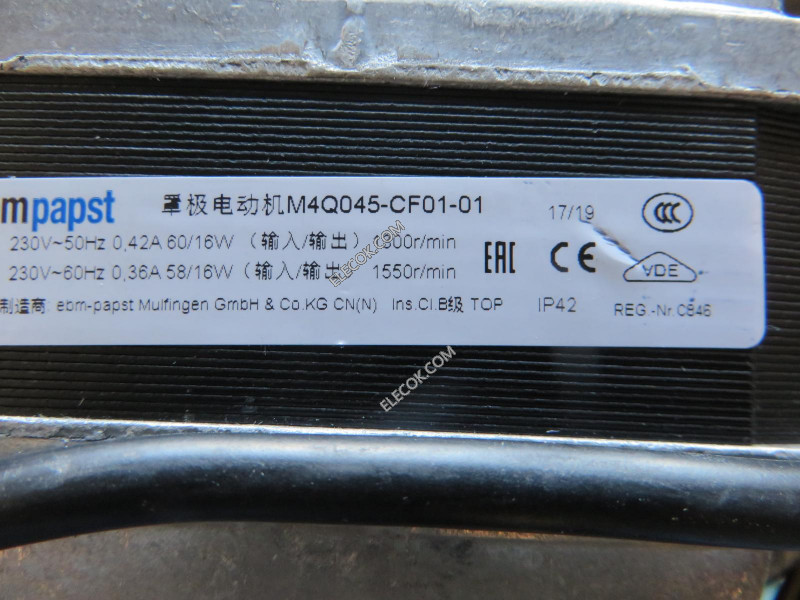 Ebmpapst M4Q045-CF01-01 230V 0,42/0,36A 16W 3 cable Enfriamiento Ventilador 