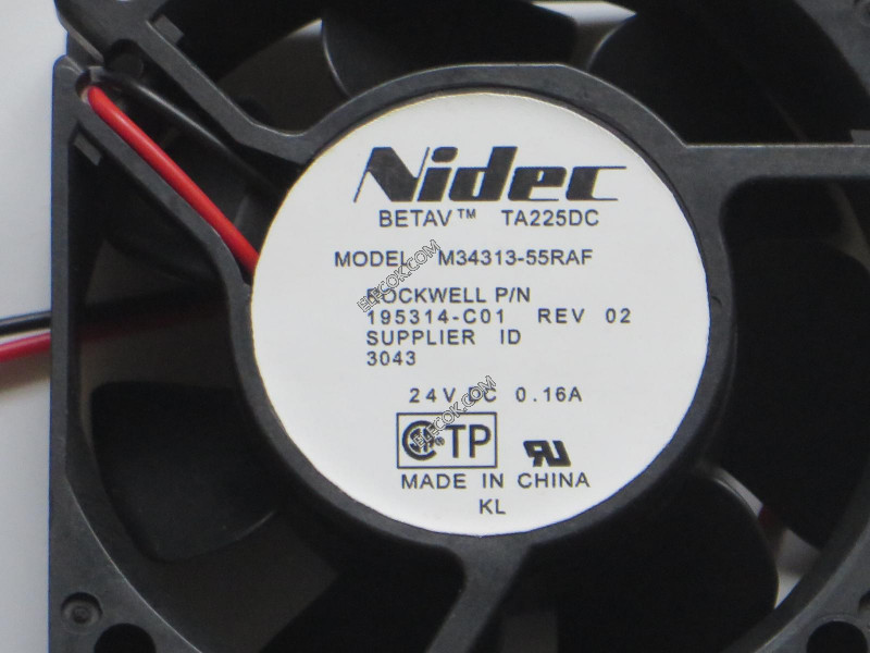 Nidec M34313-55RAF 24V 0.16A 2wires cooling fan
