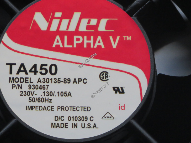 Nidec A30135-89 230V 0,13/0,105A 5 câbler ventilateur without connecteur 