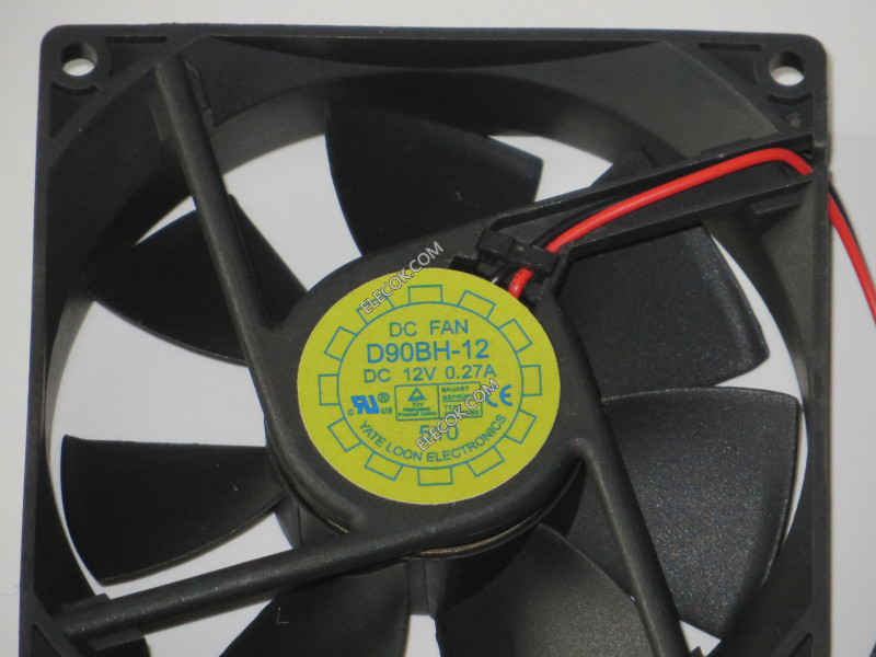 YATE LOON D90BH-12 12V 0.27A 2wires Cooling Fan