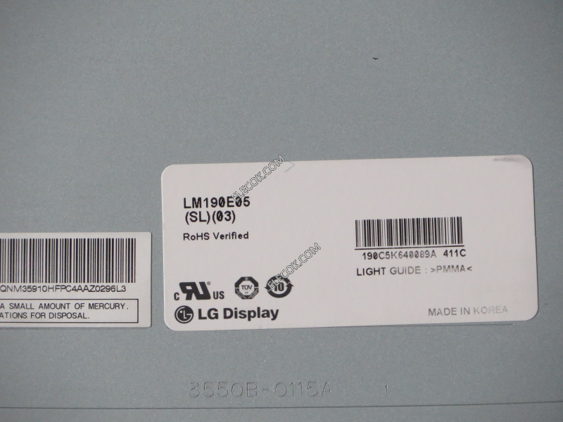 LM190E05-SL03 19.0" a-Si TFT-LCD Panneau pour LG.Philips LCD usagé 
