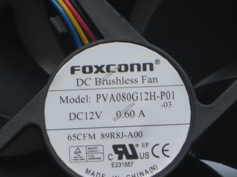 FOXCONN PVA080G12H-P01 12V 0.60A 3 ledninger kjølevifte 