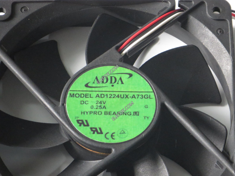 ADDA AD1224UX-A73GL-LF 24V 0,25A 3 draden DC Ventilator Gerenoveerd 