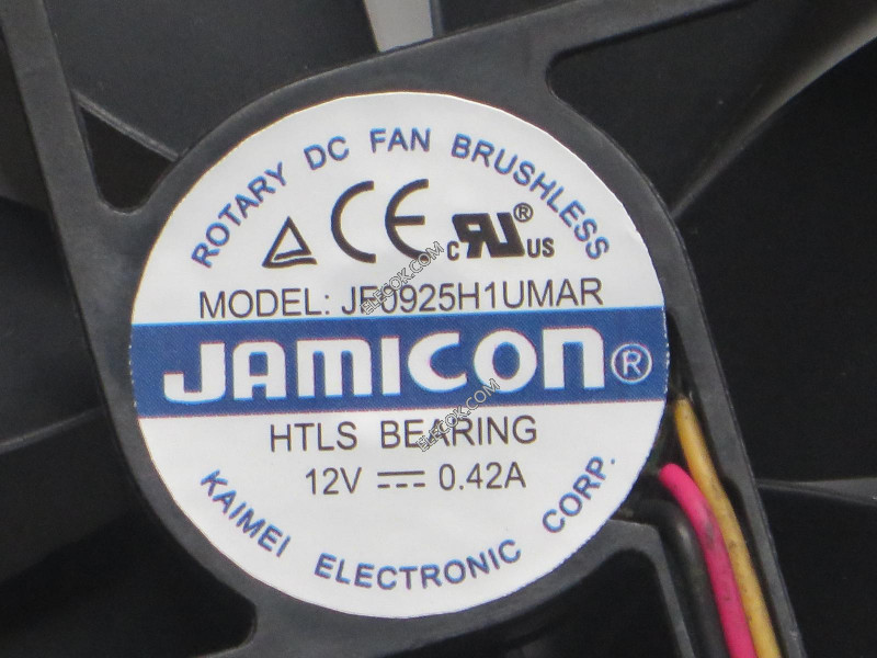 Jamicon JF0925H1UMAR 12V 0,42A 3 draden Koelventilator 