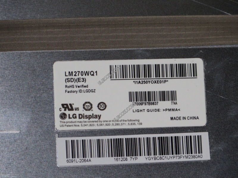 LM270WQ1-SDE3 27.0" a-Si TFT-LCD Panel for LG Display