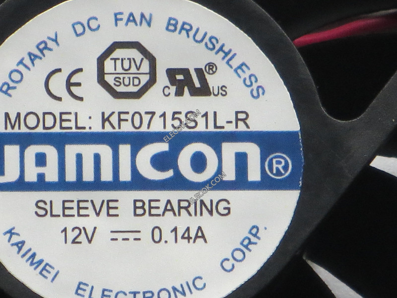 Jamicon KF0715S1L-R Server - Square Fan sq70x70x15mm, 2-wire, DC 12V 0.14A