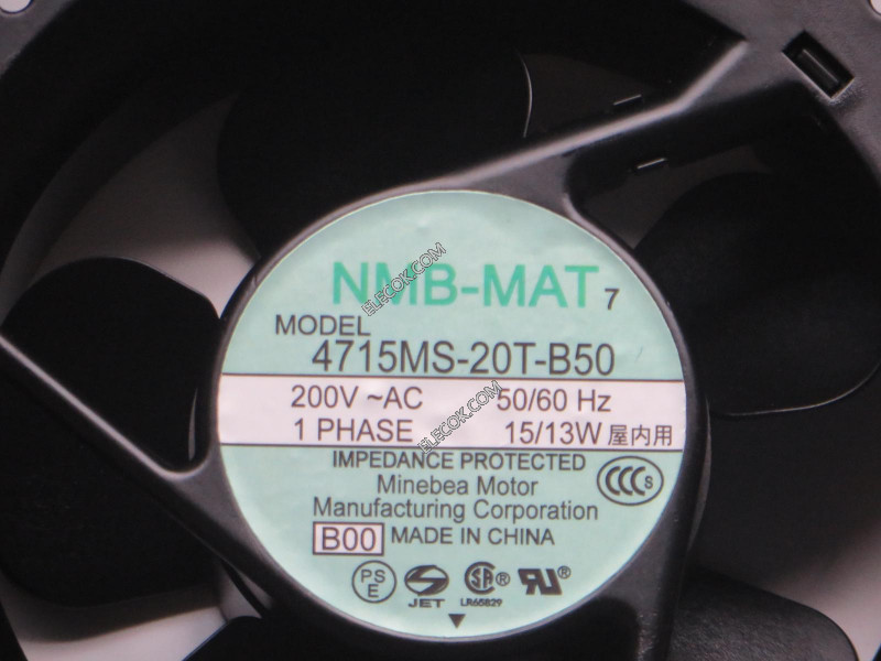 NMB 4715MS-20T-B50 200V 15/13W 2 ledninger Kjølevifte 