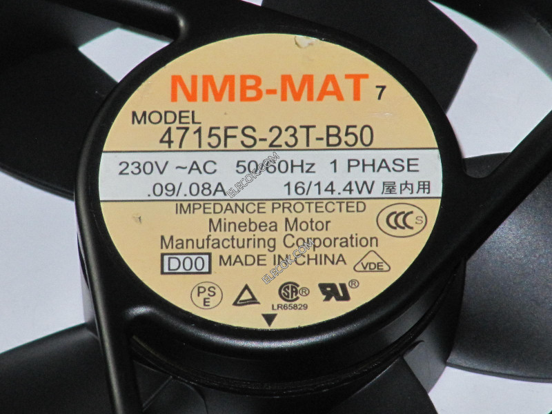 NMB 4715FS-23T-B50 230V 50/60Hz 0,09A/0,08A Kylfläkt socket connection 
