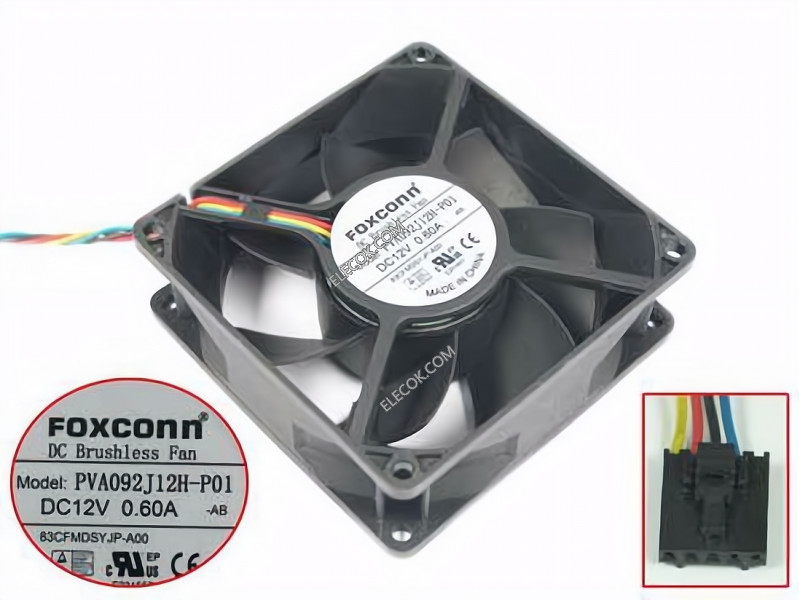 FOXCONN PVA092J12H-P01 12V 0.60A 4 câbler ventilateur 