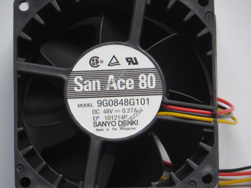 Sanyo 9G0848G101 48V 0.27A  3wires  Cooling Fan, refurbished