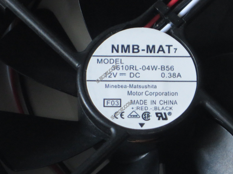 NMB 3610RL-04W-B56 12V 0,38A 3 ledninger Kjølevifte 