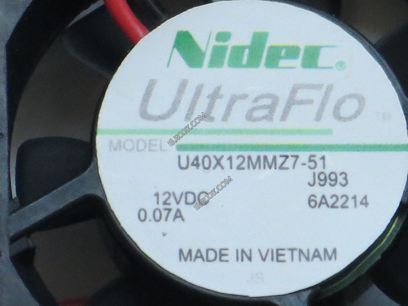 NIDEC U40X12MMZ7-51 12V 0.07A 2線冷却ファン