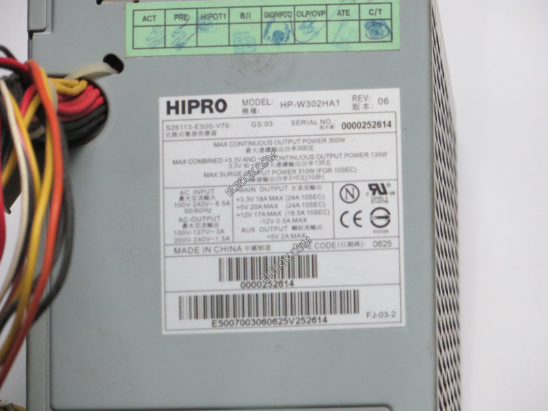 HIPRO HP-W302HA1 Server - Alimentazione Elettrica 310W HP-W302HA1 S26113-E500-V70 Usato 