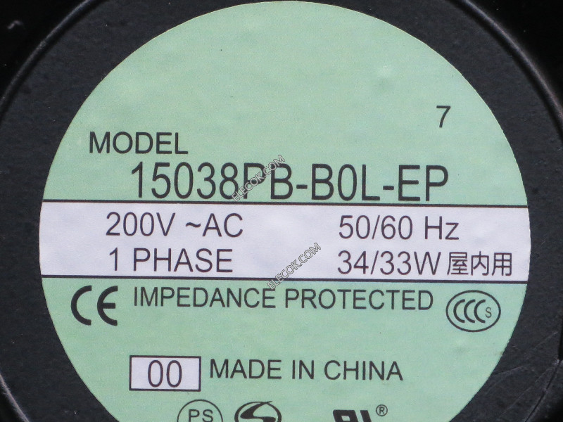 NMB 15038PB-BOL-EP 200V 50/60HZ 34/33W Koelventilator met plug connection 