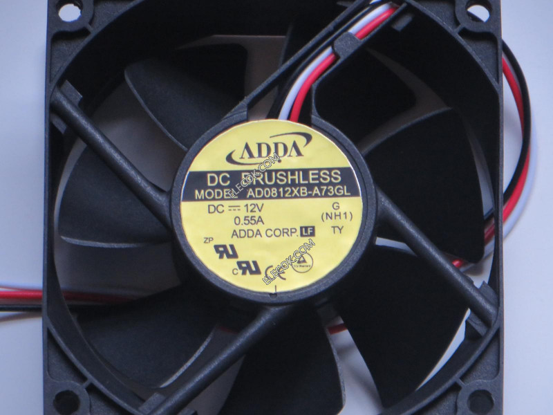 ADDA AD0812XB-A73GL 12V 0,55A 3wires Cooling Fan 