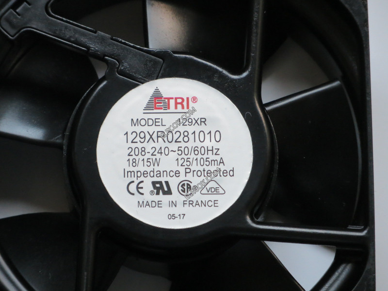 ETRI 129XR0281010 208/240V Ventilatore ristrutturato 