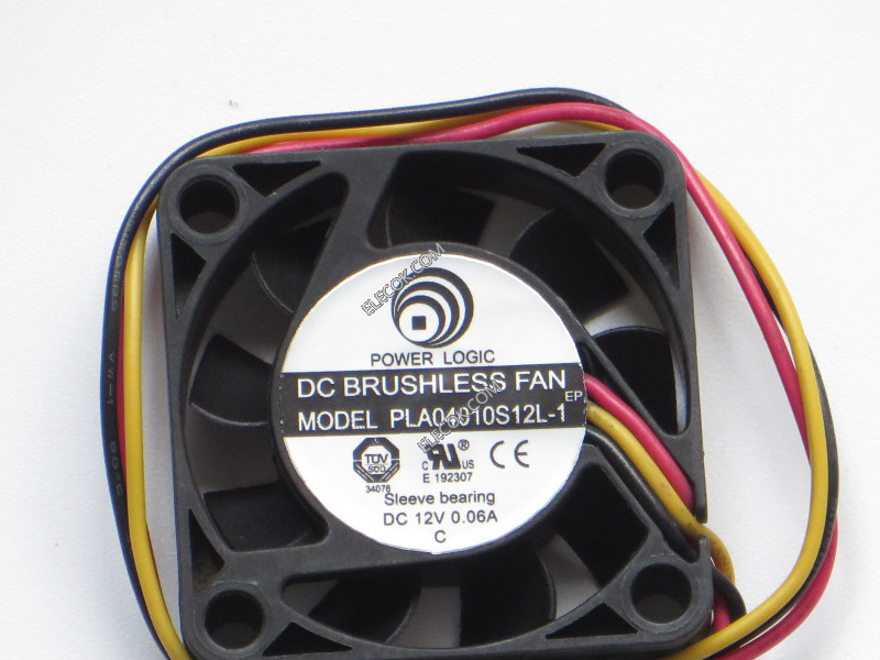 Power Logic PLA04010S12L-1 12V 0.06A 3wires Cooling Fan
