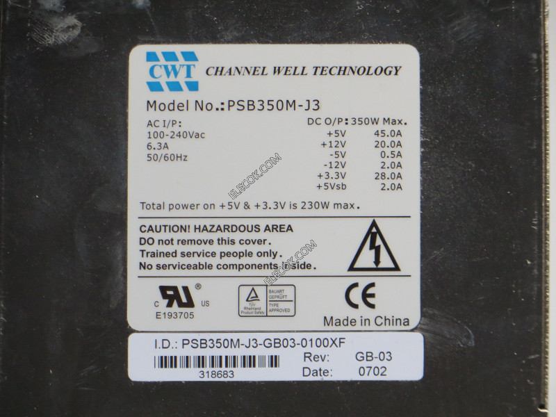 CWT / Channel Well Tecnología PSB350M-J3 Servidor - Fuente De Alimentación 350W PSB350M-J3 1xP Usado 