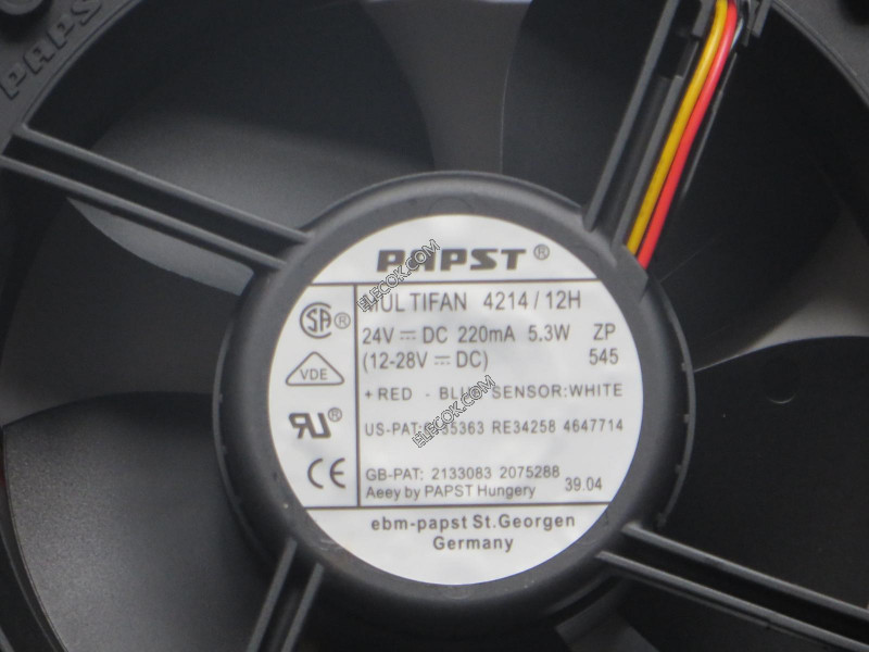 Papst 4214/12H 24V 0.22A 5.3W 3wires Cooling Fan  Inventory new 