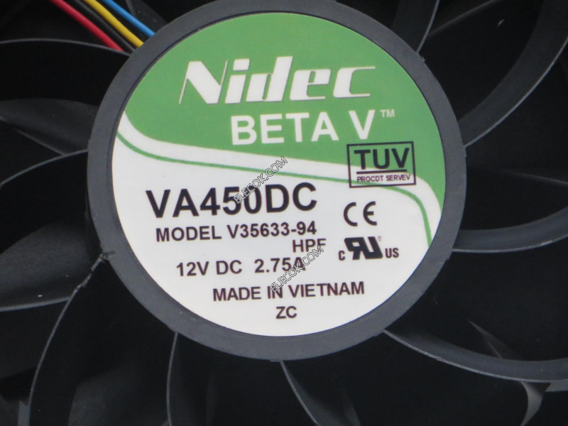 Nidec VA450DC V35633-94 12V 2.75A 4線冷却ファン