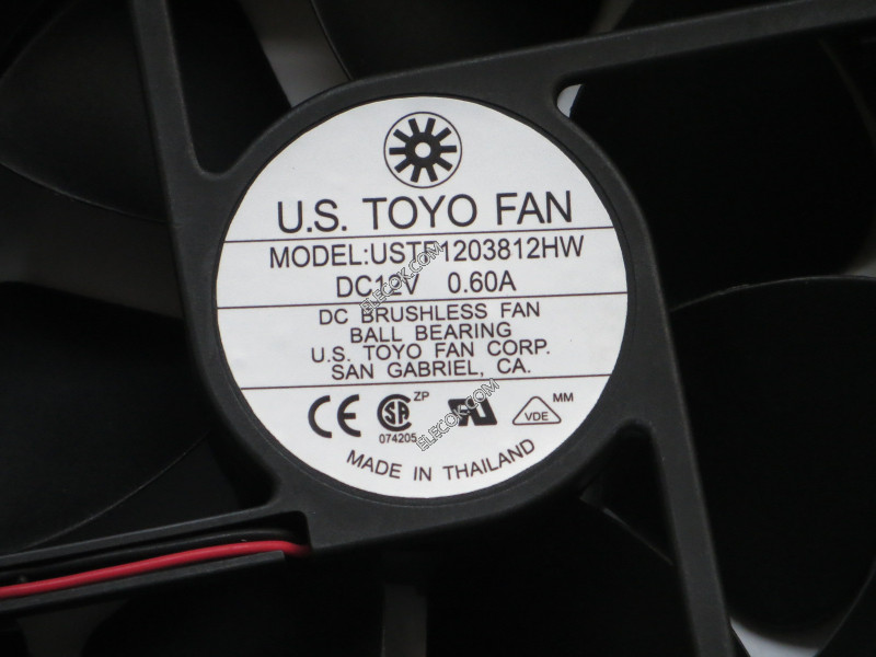 US.TOYO.FAN USTF1203812HW 12V 0.60A 2 przewody Cooling Fan 