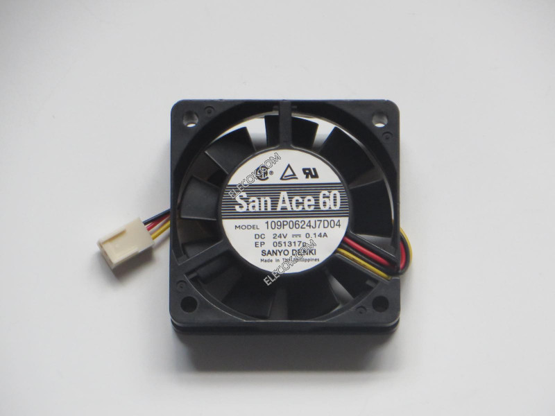 SANYO 109P0624J7D04 24V 0.14A 3wires Cooling Fan