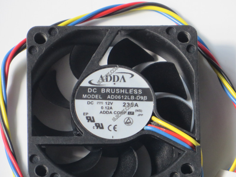 ADDA AD0612LB-D9B 12V 0,12A 4 cable Enfriamiento Ventilador Reformado 