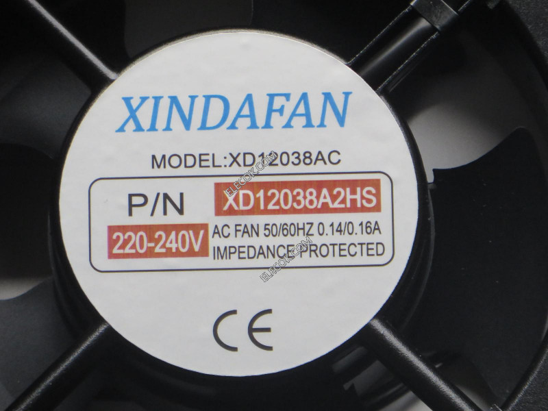 XINDAFAN XD12038AC XD12038A2HS 220/240V 0,14/0,16A 2 draden Koeling Ventilator 