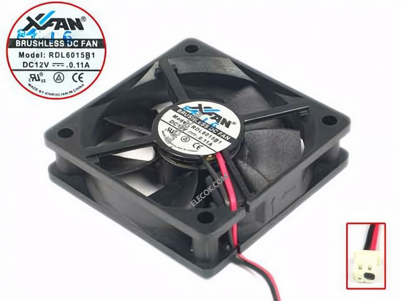 XFAN RDL6015B1 12V 0,11A 2wires Cooling Fan 