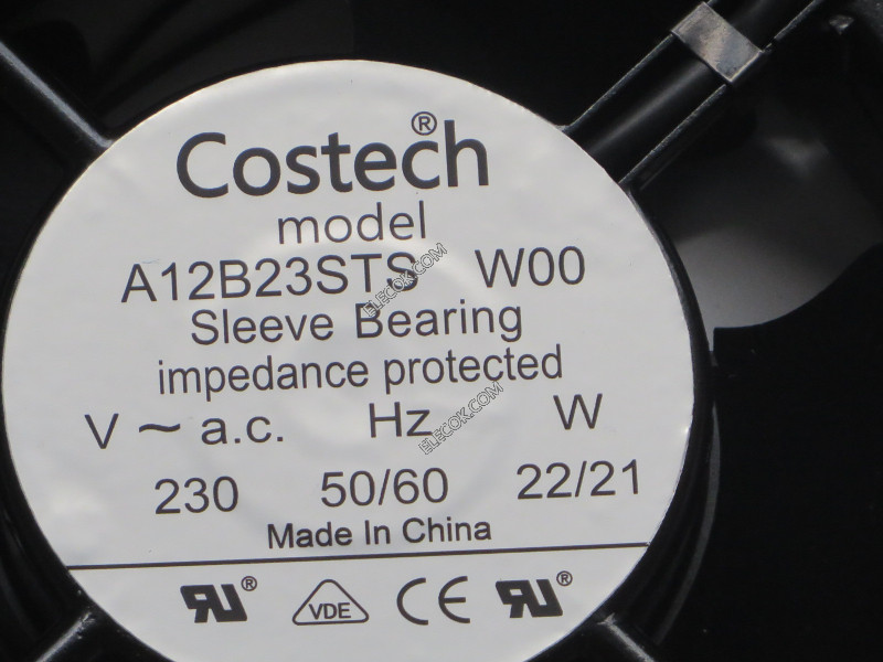 Costech A12B23STS W00 230V 22/21W 2wires Cooling Fan