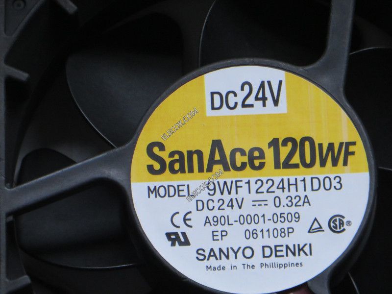 Sanyo A90L-0001-0509 9WF1224H1D03 24V 0,32A 3 ledninger Kjølevifte Refurbished 