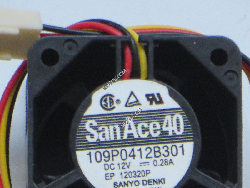 Sanyo 109P0412B301 12V 0,28A 3 draden Koelventilator 