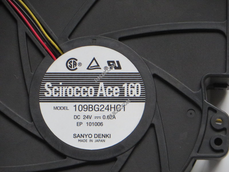 Sanyo 109BG24HC1 24V 0,62A 14,88W 3 cable Enfriamiento Ventilador 