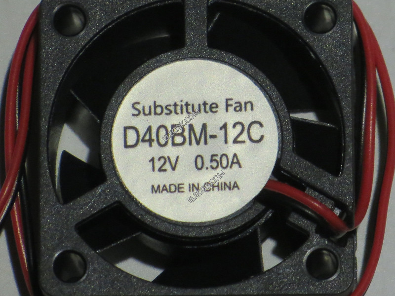YATE LOON D40BM-12C 12V 0.50A 2 ledninger Cooling Fan Substitute 