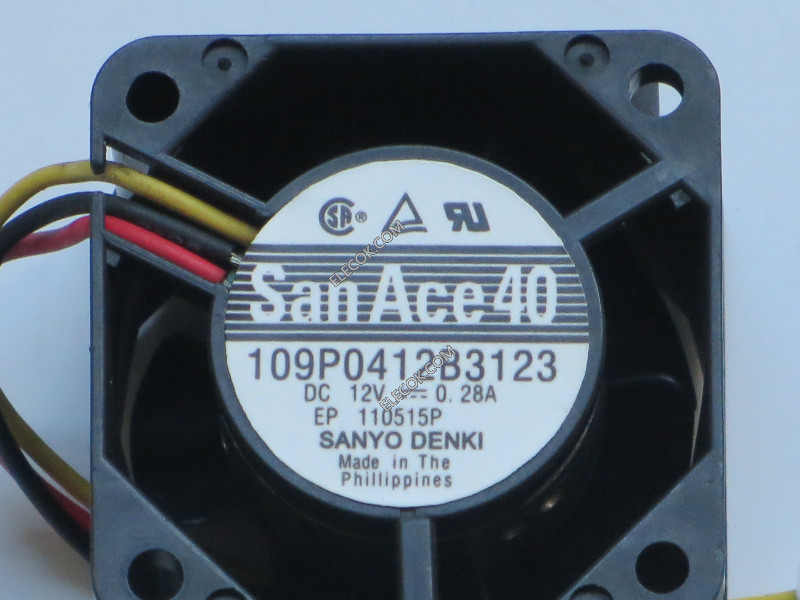 Sanyo Denki 109P0412B3123 Serveur-piazza Ventola 109P0412B3123 12V 0,28A 3 fili ventilatore 